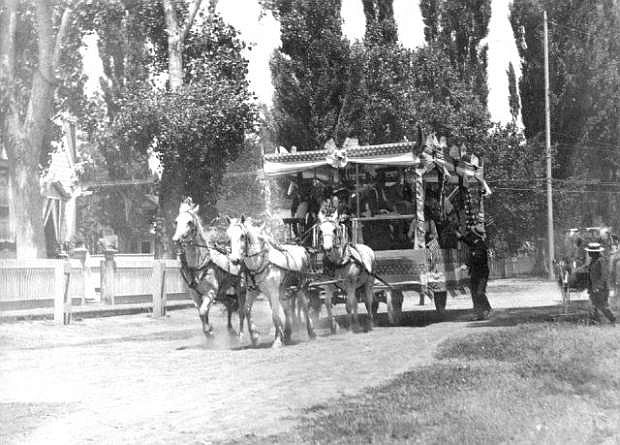 The carriage carrying President Theodore Roosevelt into Carson City. Roosevelt visited Carson on May 19, 1903.
