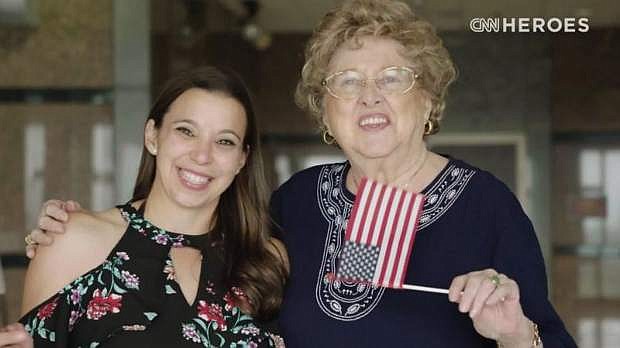 Florence Phillips with ESL student Maria Ponce, who became a U.S. citizen on August 4.