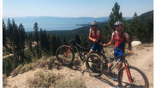 Brothers Nye, 15, left, and Jake, 18, ride the Old Mount Rose Highway on the north side of Lake Tahoe.