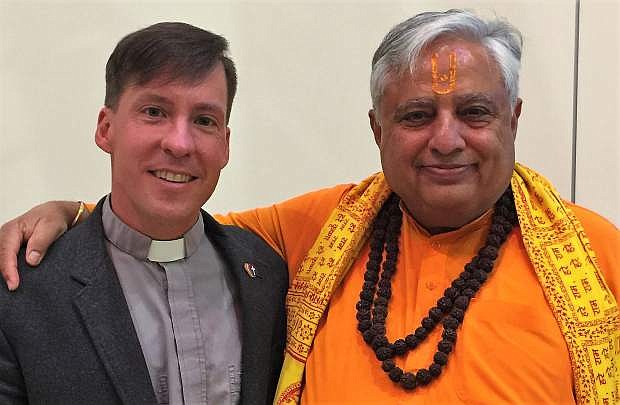 Hindu statesman Rajan Zed (right) with Pastor Chad Adamik.