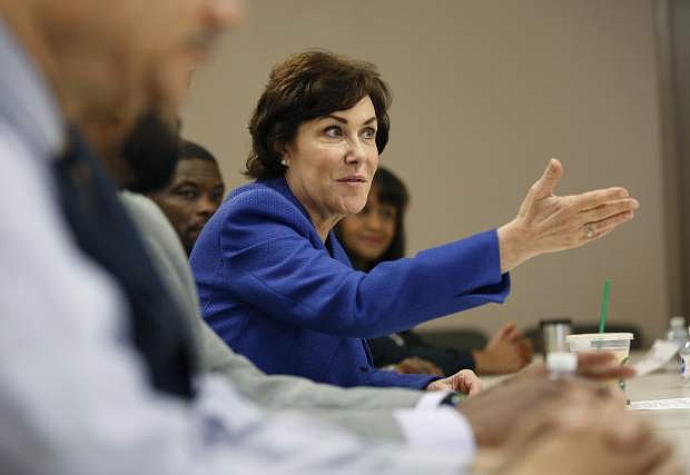Rep. Jacky Rosen, D-Nev., speaks at a roundtable event at the Nevada Urban Chamber of Commerce on Aug. 2 in Las Vegas.