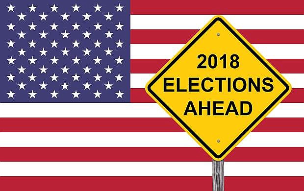 Caution Sign - 2018 Election Ahead Flag Background