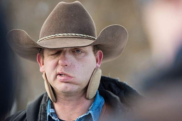 Ryan Bundy talks with media inside the Malheur Wildlife Refuge occupation on Jan. 6, 2016, in Burns Oregon. Bundy was protesting BLM land use rules in the western United States.