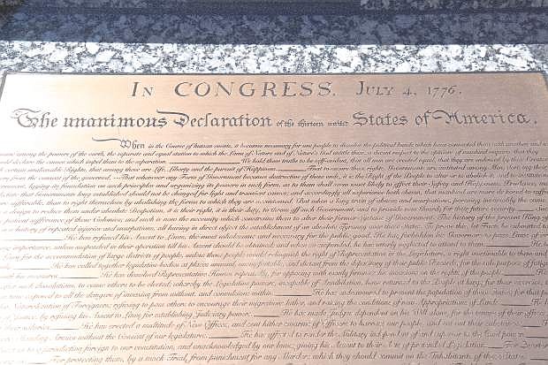 The Declaration of Independence is seen at the Carson City Courthouse Wednesday.