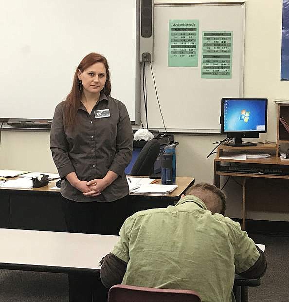 Justine Enochs is one of about 70 substitute teachers in the Churchill County School District.