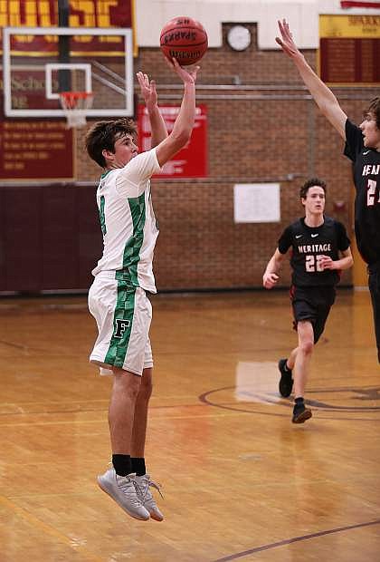 Fallon senior Johnny Cooley fires a jump shot in the Rail City Classic on Saturday.