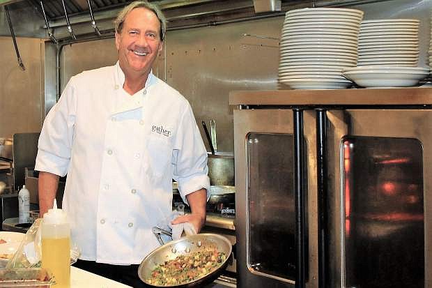 Chef Howard Jachens prepares freshly sourced foods at Gather in downtown Carson City.