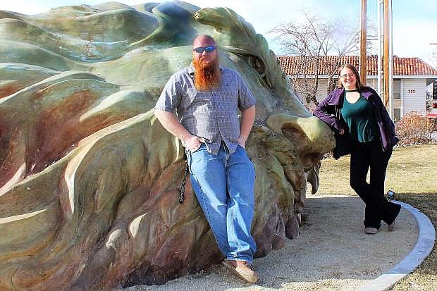 The community center today is overseen by Eric Klug and Kristine Kirchoff shown posing beside the Mind of DaVinci art installation.