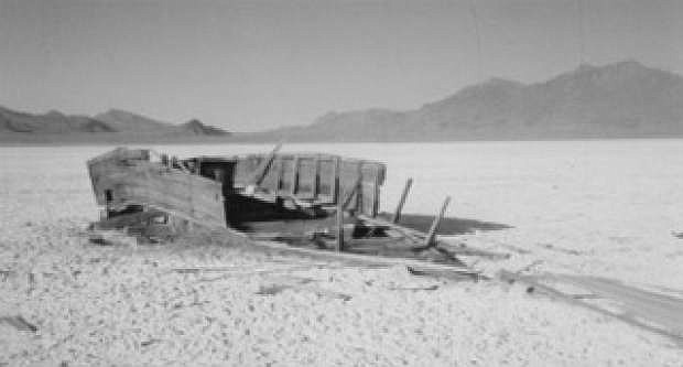 Wreckage of boat on the now dry Winnemucca Lake.