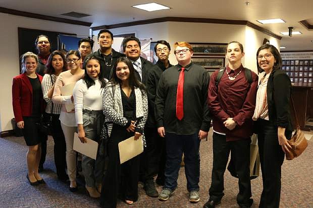 Students from the Pyramid Lake Junrior/High School were invited to attend Nevada Tribes Legislative Day on Feb. 12 to attend Senate and Assembly meetings, meet with various representatives and join with tribal leaders for the day&#039;s activities.