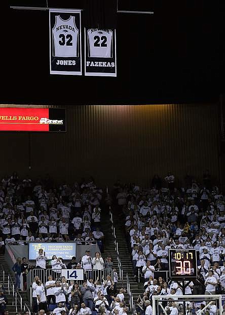 Nick Fazekas No. 22 was retired and then his jersey was unveiled during halftime of the Nevada-UNLV basketball game. Fazekas played for the Wolf Pack from 2007-2007.