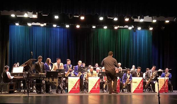 Combined bands perform at the 2018 Jazz Extravaganza concert.