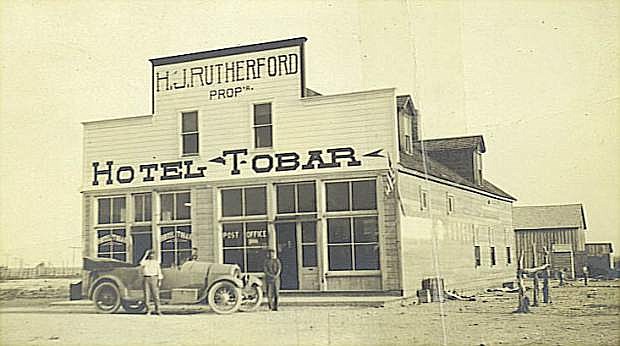 Historic image of the Tobar Hotel, once the most impressive building in the former town of Tobar.
