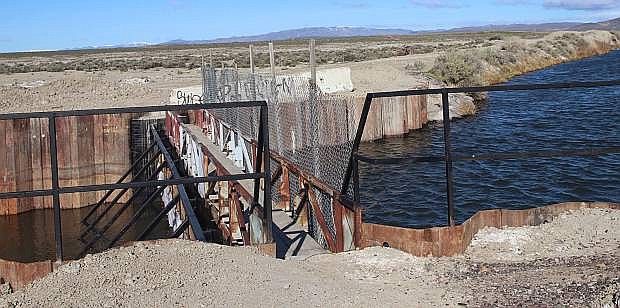 An emergency weir and spillway were built in March 2017 to allow excess water from Lahontan Reservoir via the V-Line Canal to flow south and then toward Carson Lake, and if necessary, toward the Stillwater Wildlife Refuge through a deep, wide channel called the Big Dig.