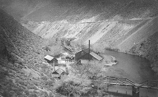 The Vivian Mill in about 1885. The mill was the eastern most mill in Carson River Canyon.