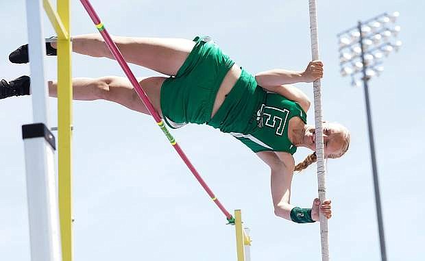 Fallon senior Allison Lister breaks the school pole vault record for the second time this season, eclipsing 10 feet, 6 inches at the state meet.
