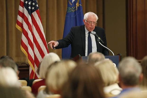 Democratic presidential candidate Sen. Bernie Sanders, I-Vt., speaks at a campaign event Thursday, May 30, 2019, in Henderson, Nev. (AP Photo/John Locher)