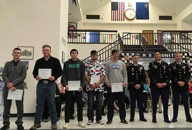 Several Carson High School students were recognized for their commitment to enlist in the Army, including Collin Bertrand, Connor McCleary, Angel Valdez, Austen Wallace and Ridge Willard.
