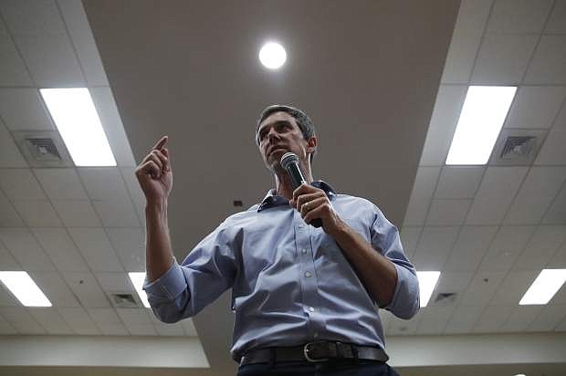 Democratic presidential candidate and former Texas U.S. Rep. Beto O&#039;Rourke speaks at a campaign event, Thursday, Aug. 1, 2019, in Las Vegas. (AP Photo/John Locher)