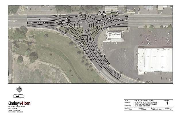 The roundabout planned at Carson and Stewart streets is a two-lane roundabout.