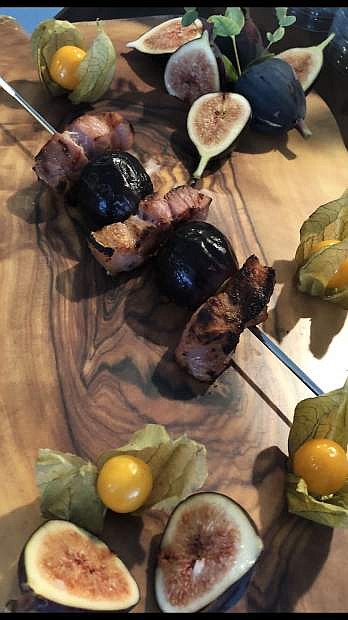 Gather&#039;s grilled fresh figs with pancetta.