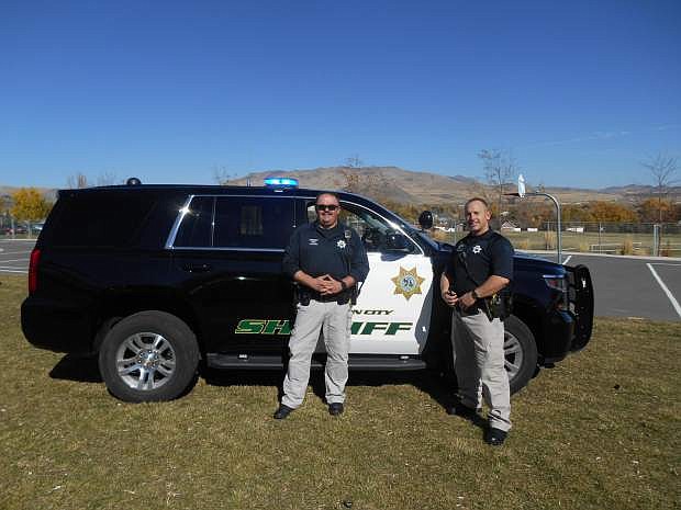 School resource officers Jarrod Adams, left, and Dean Williams help address safety needs within the Carson City School District. The Nevada Department of Education recently awarded the Carson City School District $1.15 million in grant funding for school safety.