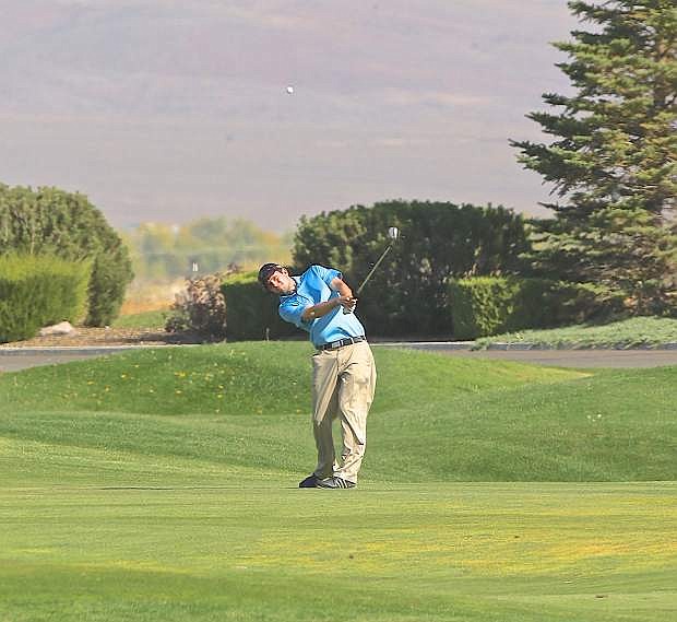 Palo Alto, California&#039;s Martin Trainer drives the 2nd fairway at the Web.com tournament at Dayton Valley Golf Club Thursday.