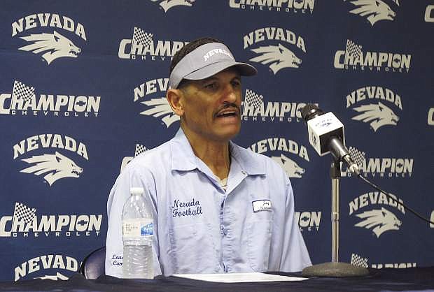 Nevada coach Jay Norvell shown Aug. 26. On Monday, Norvell said Malik Henry will start at quarterback against San Jose State.
