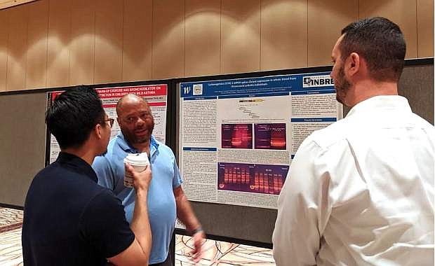 WNC student Clifton Bullock, second from left, participates in the Western Regional science conference recently in Las Vegas, featuring research work his group did with inflammatory responses in patients with rheumatoid arthritis.
