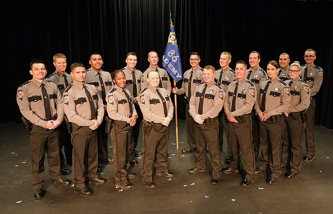 The Nevada Department of Public Safety, Academy 86 graduates. Of the 17 graduates, 11 will join the Parole and Probation Division and 6 will join the Highway Patrol Division.