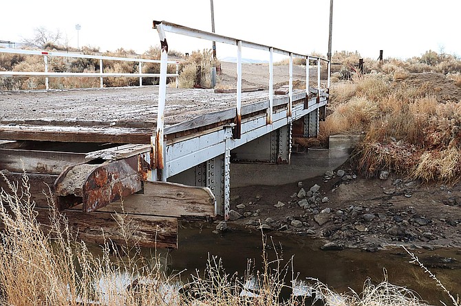 Wild Goose Bridge sits on elevated blocks over the V-line canal just below Diversion Dam.