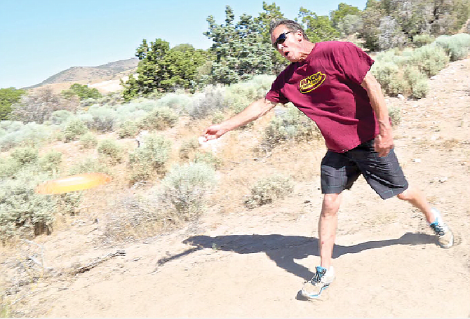 In July 1017, Paul Hanson &#039;tees off&#039; at the future site of the Eagle Valley Disc Golf Association course.