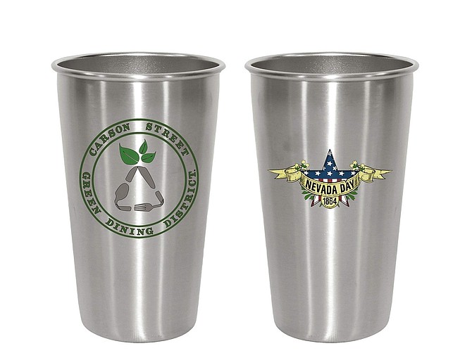 Commemorative cups from Nevada Day that can be used to get discounts at restaurants.