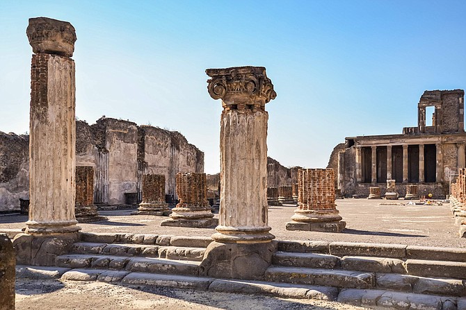 The Roman ruins still standing in the Lost City of Pompeii, a UNESCO site, provide insight into the culture of the peoples living in the year 79 AD.  Pompeii is about 15 miles from Naples.
