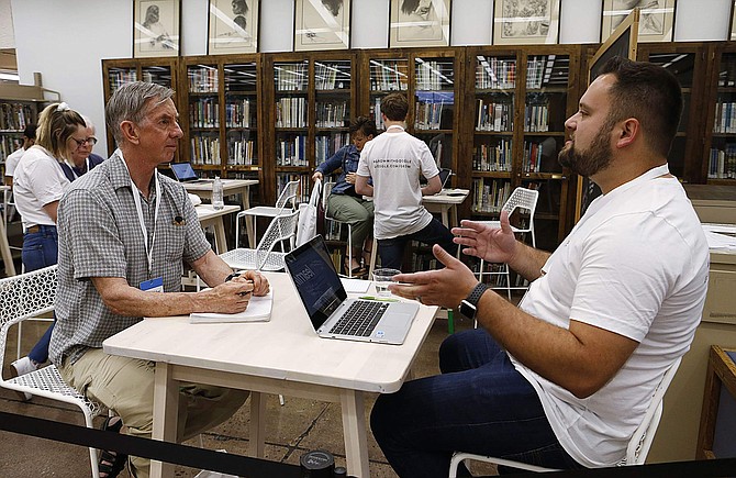 Participants from around Northern Nevada attend the Grow with Google event at the Carson City Library, in Carson City, Nev., on Wednesday, June 19, 2019. Google representatives were visiting public libraries across the country offering free workshops on digital skills and one-on-one sessions on the use of Google business tools.