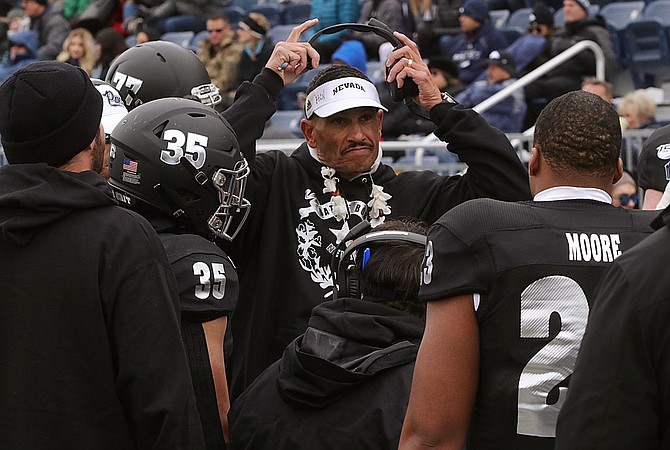 Nevada coach Jay Norvell during last season&#039;s game against UNLV in Reno.