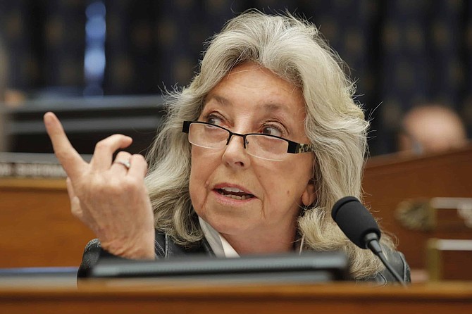 In this Feb. 28, 2020 file photo Rep. Dina Titus, D-Nev., speaks during a House Foreign Affairs Committee hearing in Washington.