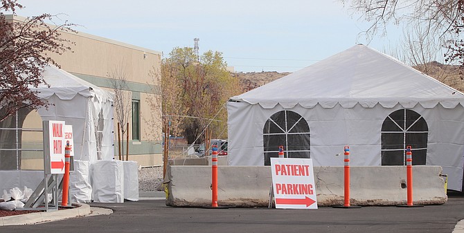 County, city of Fallon and
Banner Churchill Community Hospital crews erected triage tents at the hospital.