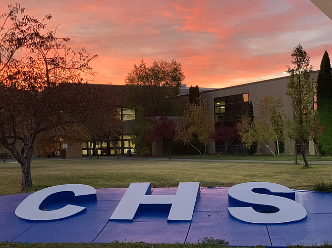 The sunrises over Carson High School in this photo taken by teacher Angila Golik.