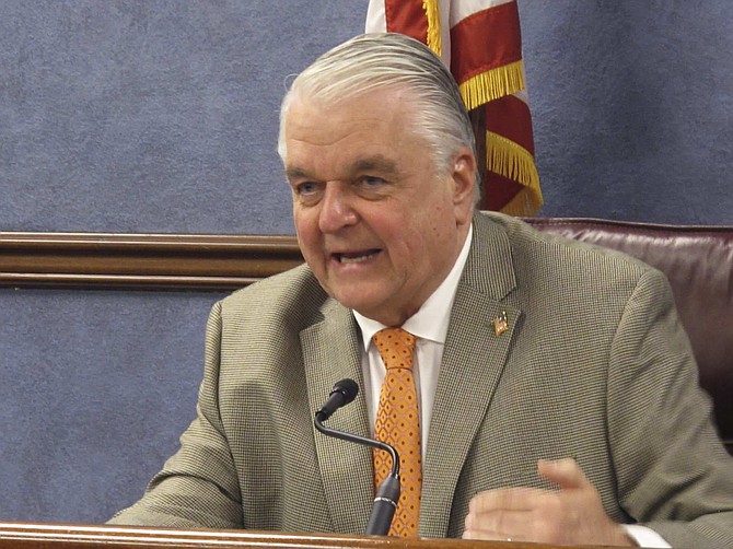 Nevada Gov. Steve Sisolak announced during a news conference in Carson City, Nev., Thursday, May 7, 2020, that Nevada will begin allowing restaurants, salons and other non-essential businesses to reopen starting Saturday. It&#039;s the first easing of restrictions imposed in Nevada seven weeks ago to stop the spread of the coronavirus. Casinos are among businesses that will remain closed for now. (AP Photo/Scott Sonner)