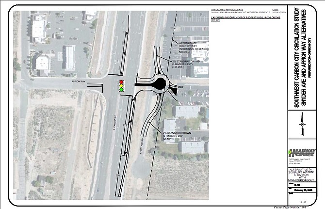 The Headway Transportation study recommended two alternatives for realigning Appion Way and Snyder Avenue in south Carson City.