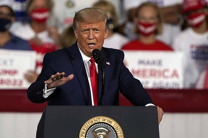 President Donald Trump speaks at a campaign rally Tuesday, Sept. 8, 2020, in Winston-Salem, N.C. 