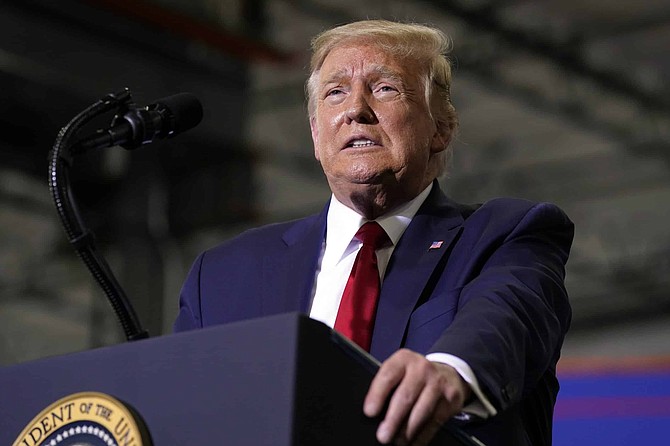 President Donald Trump speaks at a rally at Xtreme Manufacturing, Sunday, Sept. 13, 2020, in Henderson, Nev. 