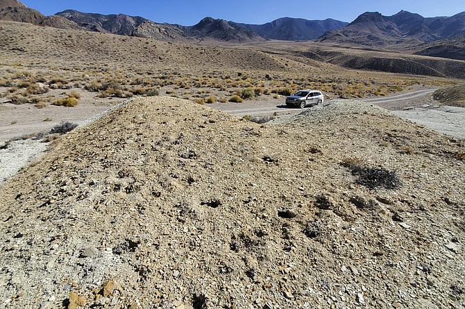 This Sept. 12, 2020, photo provided by the Center For Biological Diversity, shows the scene where thousands of rare desert wildflowers have been dug up at Rhyolite Ridge, about 200 miles southeast of Reno, Nev. Federal officials are investigating the destruction of a significant portion of the remaining population of an extremely rare desert wildflower that&#039;s being considered for endangered species protection and could jeopardize plans to build a lithium mine in Nevada, the Associated Press has learned.   