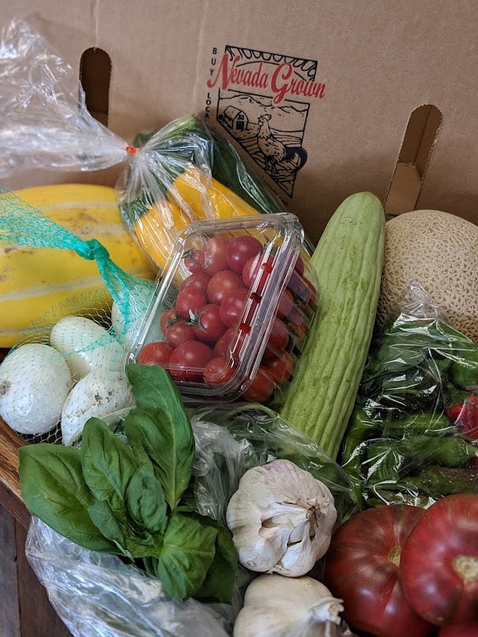 
The Fallon Food Hub relies on local produce and beef to fill a food box.
