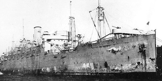 The SS Washington in port during World War II.