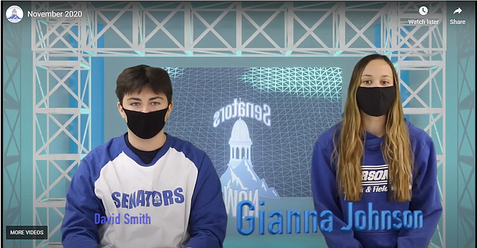 CHS students David Smith and Gianna Johnson announce the news and upcoming events at CHS