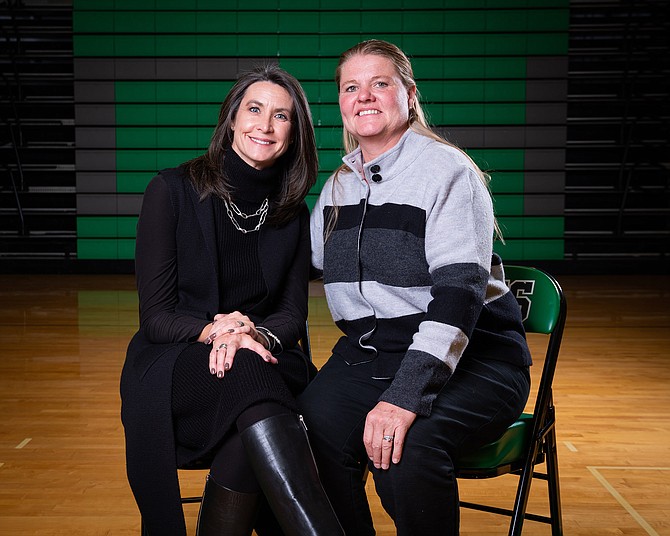 Chelle Dalager, right, and Tricia Strasdin have spent the past 11 years together, raising two sons who won a state championship together in 2019 in Las Vegas. 