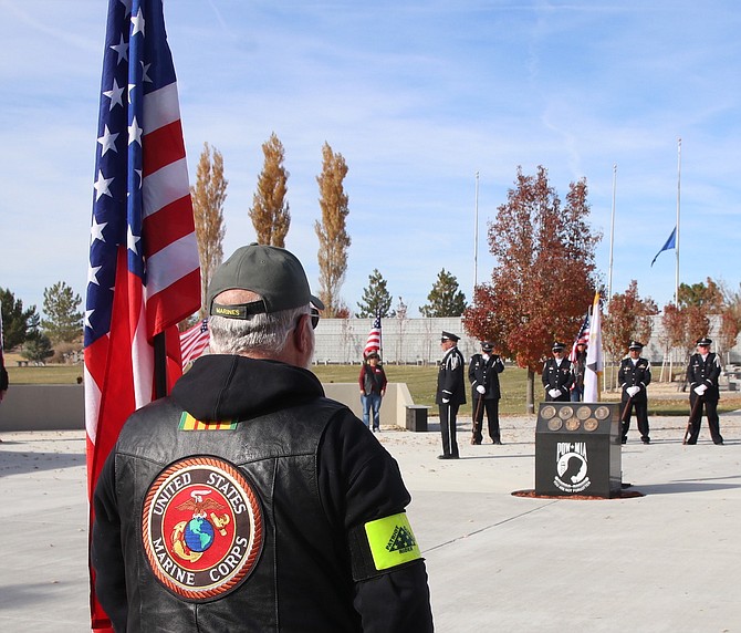 The Nevada Veterans Coalition conducts an unaccompanied service at the Northern Nevada Veterans Memorial Cemetery in Fernley.