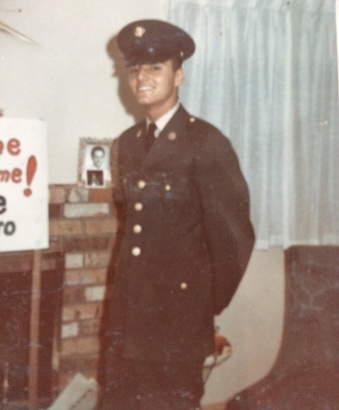 Louie Muratore in his Army uniform at home after Basic Training in 1966.